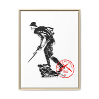 Copy of Vintage Explorer Silhouette with Red Stamp Matte Canvas Framed