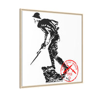 Copy of Vintage Explorer Silhouette with Red Stamp Matte Canvas Framed