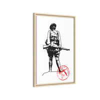 Vintage Explorer Silhouette with Red Stamp Matte Canvas Framed