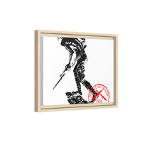 Copy of Vintage Explorer Silhouette with Red Stamp Matte Canvas Framed