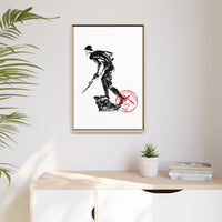 Copy of Vintage Explorer Silhouette with Red Stamp Matte Canvas Framed