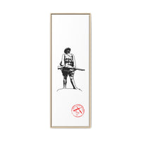 Vintage Explorer Silhouette with Red Stamp Matte Canvas Framed