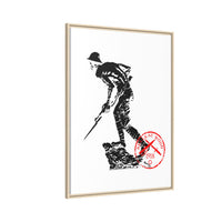 Copy of Vintage Explorer Silhouette with Red Stamp Matte Canvas Framed