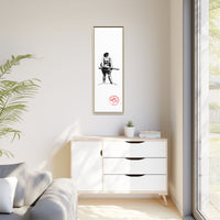 Vintage Explorer Silhouette with Red Stamp Matte Canvas Framed