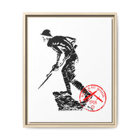 Copy of Vintage Explorer Silhouette with Red Stamp Matte Canvas Framed