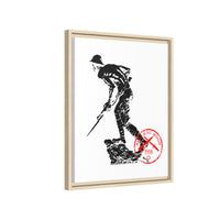 Copy of Vintage Explorer Silhouette with Red Stamp Matte Canvas Framed
