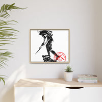 Copy of Vintage Explorer Silhouette with Red Stamp Matte Canvas Framed
