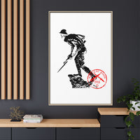 Copy of Vintage Explorer Silhouette with Red Stamp Matte Canvas Framed