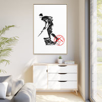 Copy of Vintage Explorer Silhouette with Red Stamp Matte Canvas Framed