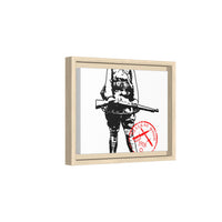Vintage Explorer Silhouette with Red Stamp Matte Canvas Framed
