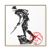 Copy of Vintage Explorer Silhouette with Red Stamp Matte Canvas Framed