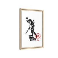 Copy of Vintage Explorer Silhouette with Red Stamp Matte Canvas Framed