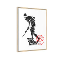 Copy of Vintage Explorer Silhouette with Red Stamp Matte Canvas Framed