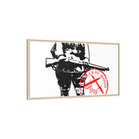 Vintage Explorer Silhouette with Red Stamp Matte Canvas Framed