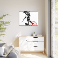 Copy of Vintage Explorer Silhouette with Red Stamp Matte Canvas Framed