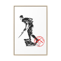 Copy of Vintage Explorer Silhouette with Red Stamp Matte Canvas Framed