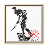 Copy of Vintage Explorer Silhouette with Red Stamp Matte Canvas Framed