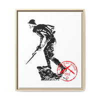 Copy of Vintage Explorer Silhouette with Red Stamp Matte Canvas Framed