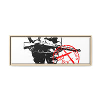 Vintage Explorer Silhouette with Red Stamp Matte Canvas Framed