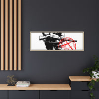 Vintage Explorer Silhouette with Red Stamp Matte Canvas Framed