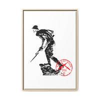 Copy of Vintage Explorer Silhouette with Red Stamp Matte Canvas Framed