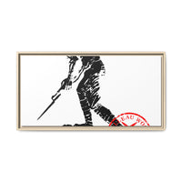 Copy of Vintage Explorer Silhouette with Red Stamp Matte Canvas Framed