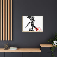 Copy of Vintage Explorer Silhouette with Red Stamp Matte Canvas Framed