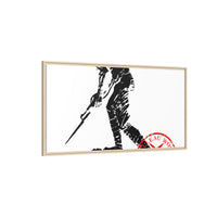 Copy of Vintage Explorer Silhouette with Red Stamp Matte Canvas Framed