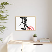 Copy of Vintage Explorer Silhouette with Red Stamp Matte Canvas Framed