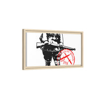 Vintage Explorer Silhouette with Red Stamp Matte Canvas Framed