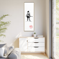 Vintage Explorer Silhouette with Red Stamp Matte Canvas Framed