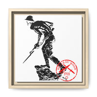 Copy of Vintage Explorer Silhouette with Red Stamp Matte Canvas Framed