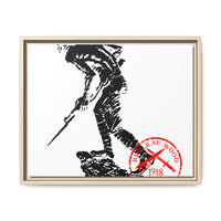 Copy of Vintage Explorer Silhouette with Red Stamp Matte Canvas Framed