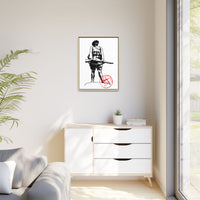 Vintage Explorer Silhouette with Red Stamp Matte Canvas Framed