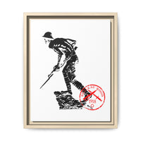 Copy of Vintage Explorer Silhouette with Red Stamp Matte Canvas Framed
