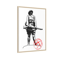 Vintage Explorer Silhouette with Red Stamp Matte Canvas Framed