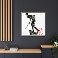 Copy of Vintage Explorer Silhouette with Red Stamp Matte Canvas Framed