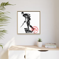 Copy of Vintage Explorer Silhouette with Red Stamp Matte Canvas Framed