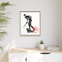 Copy of Vintage Explorer Silhouette with Red Stamp Matte Canvas Framed