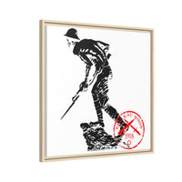 Copy of Vintage Explorer Silhouette with Red Stamp Matte Canvas Framed
