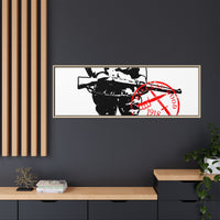 Vintage Explorer Silhouette with Red Stamp Matte Canvas Framed
