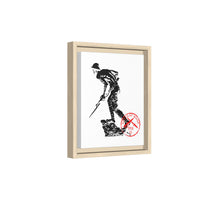 Copy of Vintage Explorer Silhouette with Red Stamp Matte Canvas Framed