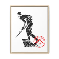 Copy of Vintage Explorer Silhouette with Red Stamp Matte Canvas Framed