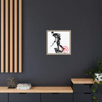 Copy of Vintage Explorer Silhouette with Red Stamp Matte Canvas Framed