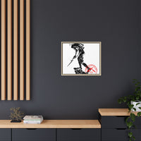Copy of Vintage Explorer Silhouette with Red Stamp Matte Canvas Framed