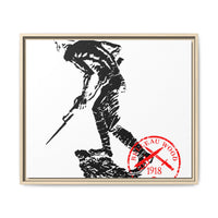 Copy of Vintage Explorer Silhouette with Red Stamp Matte Canvas Framed