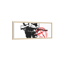 Vintage Explorer Silhouette with Red Stamp Matte Canvas Framed