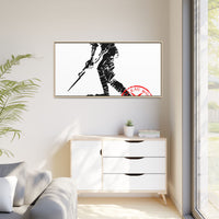 Copy of Vintage Explorer Silhouette with Red Stamp Matte Canvas Framed