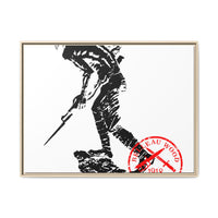 Copy of Vintage Explorer Silhouette with Red Stamp Matte Canvas Framed