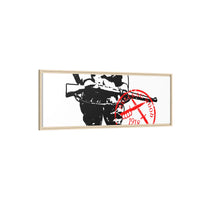 Vintage Explorer Silhouette with Red Stamp Matte Canvas Framed